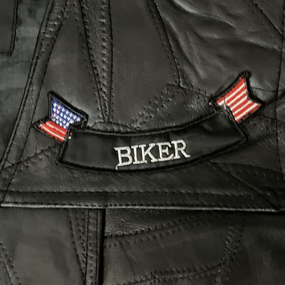 Diamond Plate Buffalo Leather Mens Vest with Patches 3X - Picture 4 of 13